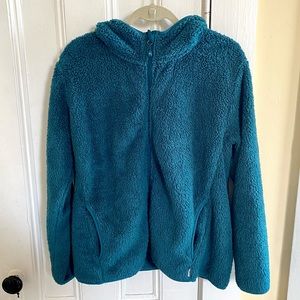 Eddie Bauer Women’s Plush Fleece Full Zip Hoodie Jacket - Teal Blue Size XL